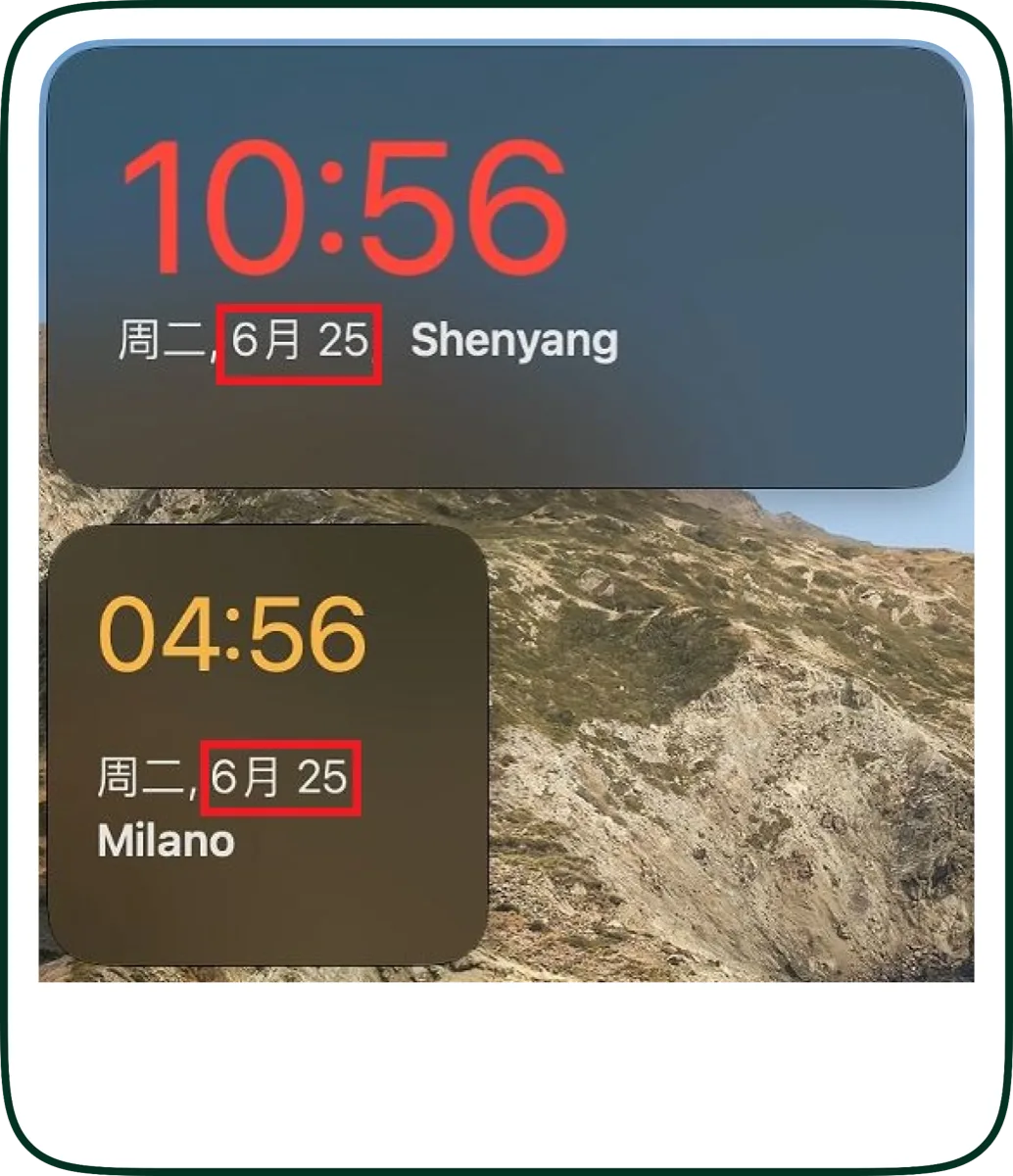 iOS lock-screen widget showing a Japanese date with month character 月 highlighted
